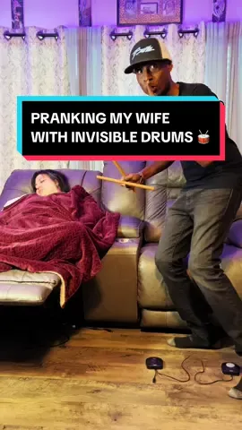 I got her good, or did she get me good? 🤣😂  #aerodrums #airdrums #aeroband #aerobandpocketdrum #invisible #drums #prank 