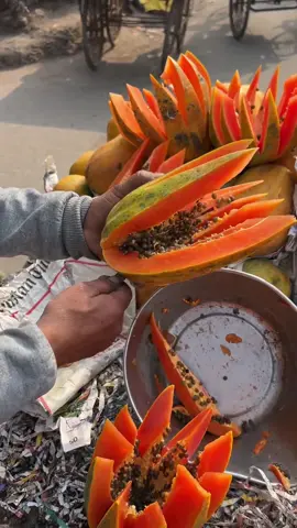 Fruit Cutting - Papaya #fruitcuttingskills #papaya 
