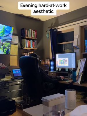 Working at night with coffee is my favorite aesthetic. What’s your setup like?  ##hardwork##pcsetup##aesthetic##indiedev##gamedev##gamedeveloper##coffee