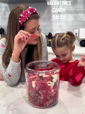 ✨VALENTINES DAY CANDY SALAD | katy had so much fun making this with me! This is the perfect treat to fill your decorative jars or to take to a valentines party! Take a scoop and bags and everyone can take some home! 🤍 #ValentinesDay #valentinesdessert #valentine #valentinesdayparty #holidaytreat #valentinesday2024 #galentines #galentinesparty 