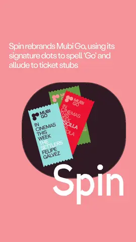 While it might not be immediately obvious that those three circles in the logo spell ‘Go’ – Spin’s Tony Brook even admits the form is quite “abstract” – the three dots do look a little like a hole punch when applied to the corner of the cinema ticket. “The ticket stub is a great symbol of the physical act of going to see a movie, it encapsulates what is special and different about Mubi Go,” says Tony. #rebrand #design #graphicdesign #cinema #mubi #film #identity #colourpalette #aesthetic #priscilla #nfl #sundayreset #facup #reading 