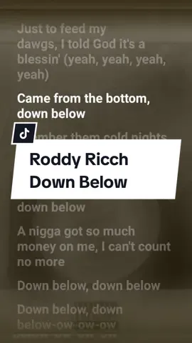 Listen 🎧 to Roddy Ricch Down Below with lyrics. #lyriczhub #roddyricchdownbelow #roddyricch #musiclyrics 