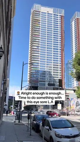 🤔 What should they do with this 🏗️?  #dtla #oceanwide #losangeles #realestate #fyp #graffiti 