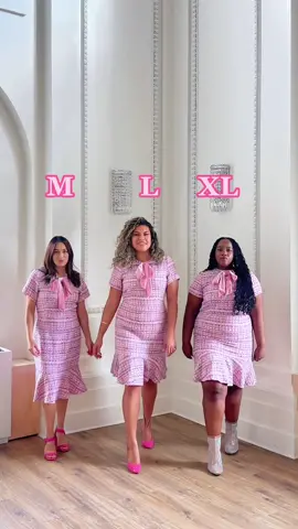BOWING DOWN to our Eloise Dress in Pink Tweed 🎀 (xxs-5x + matching kids) #sizeinclusive #inclusion #plussize #beyonce #midsize #midsizefashion 