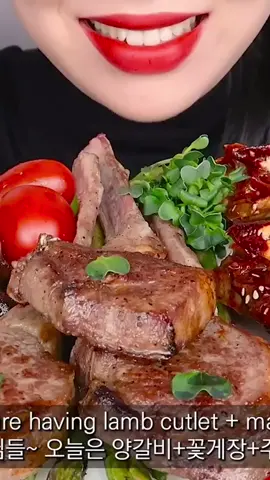 Asmr spicy raw crab octopus lamb steak mukbang #tiktokfood #fyp #asmr #mukbang 