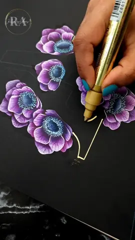 Beautiful Brush Strokes 🟡 Anemone flower painting #fyp #foryoupage #flowergirl #flowerpainting #acrylicpainting 