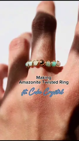 Amazonite twisted ring 🩵  #wirewrappedjewelry #wirewrapping #amazonite #amazonitejewelry #healingcrystals #foryou 