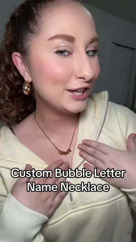This might be my best find yet 😍 (🔗 under “Gold Jewelry”) #customnamenecklace #namenecklace #customnecklace #goldjewelry #bubbleletters #amazonjewelry 