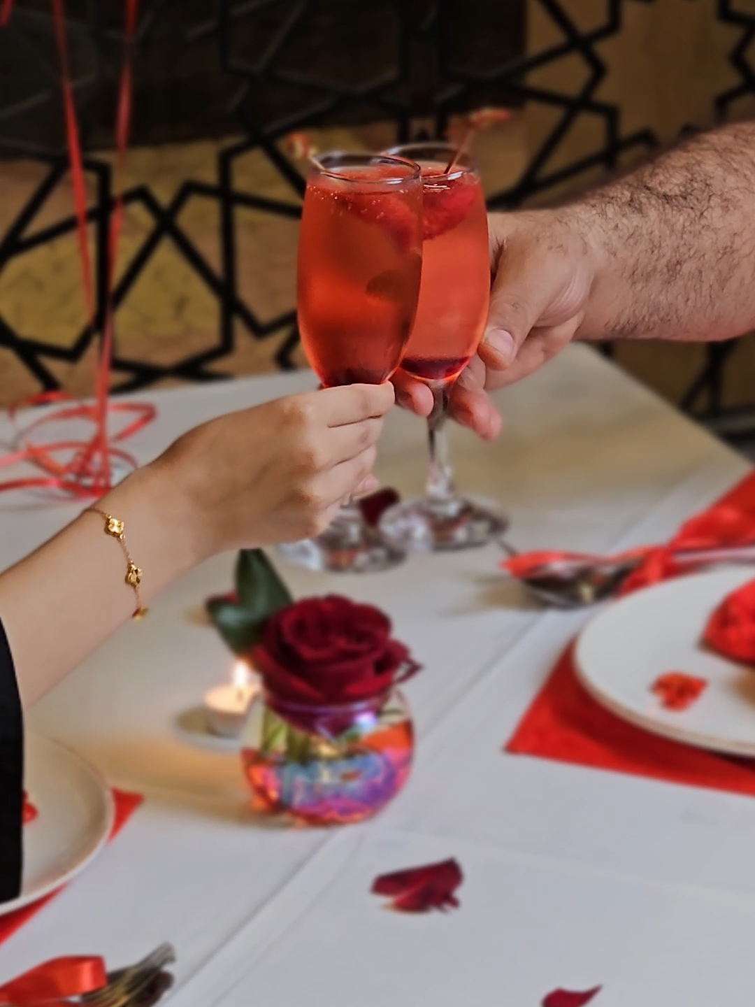 Setting the mood for love at Taya Restaurant. This Valentine's Day, let's savour every bite, every sip, every stolen glance. 💖الأجواء كلها حب في مطعم طايه. في يوم الحب هذا العام، اعط نفسك فرصة للاستمتاع بكل قضمة، وكل رشفة، وكل نظرة تؤخد خلسة. . . . 14% OFF on Full Menu & Total Bill. For Couples Complimentary Table Decor - Decadent Cake Glass of Special Drinks Terms & Conditions Apply* Pre-booking required. Mention “TAYA14” on booking a table. Last day of reservations 12th February 2024. Reserve your table now! https://www.taya-restaurant.com/book-a-table خصم ١٤٪ على قائمة الطعام والفاتورة الإجمالية للأزواج نهديكم مائدة مزينة - كعكة لذيذة كأس من مشروب خاص تطبق الشروط والأحكام* الحجز المسبق مطلوب. اذكر كلمة 