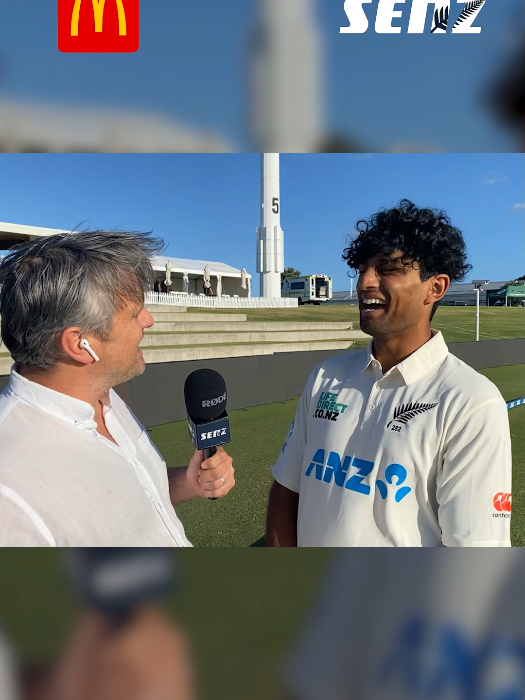 Day 1 saw the past, present and future of the Blackcaps come together for an incredible third wicket partnership! Rachin Ravindra spoke with SENZ to reflect upon his maiden Test century, thanks to McDonalds. #mcdonaldsnz #nzvsa #nzcricket #blackcaps #rachinravindra #testcricket #southafricacricket #proteas #crickettiktok
