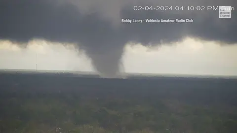 WATCH: New video shows a large #tornado moving through #Valdosta, Georgia on Sunday afternoon.  #weatherchannel #tornado #ga #gawx #valdostaga #severeweather #wx #tornadowarning #drone #video #breaking #weather #meteorology #tornadoes #video #watch 