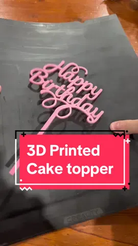 3D printed cake topper. #3dprinted #creality3d #3dprinter #fyp #happybirthday #caketopper #pink 