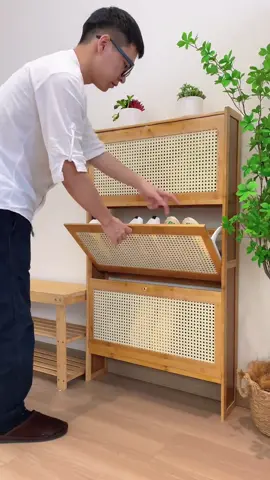 Shoe cabinet #fyp #shoecabinet #shoerack #shoerackorganizer #storage #multilayer #bamboowoods 