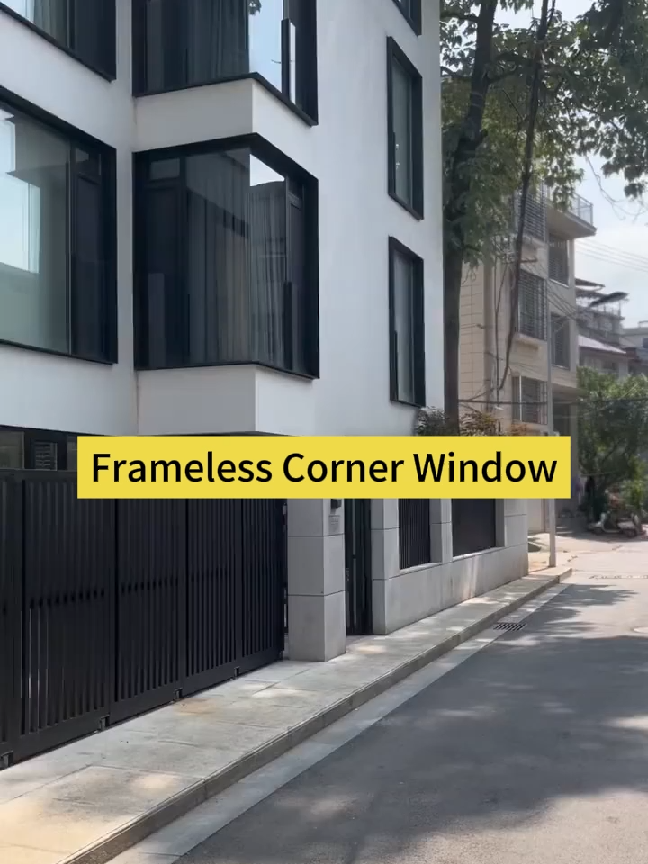 Breakthrough：Frameless Corner Window. We offer fixed windows, outward-opening windows, sliding hung doors, and other aluminum & glass products for our three-story apartment project in Penang, Malaysia. We are an export-oriented door and window factory based in China. Please DM for pricing!#fyp #foryou #reels #tiktok #construction #framer #factory #foldingdoor #slidingdoor #aluminumwindows #windowfactory