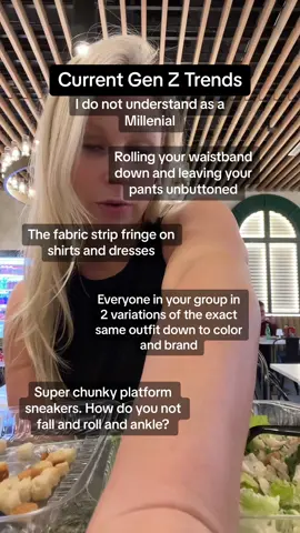 No hate on my end- I used to be on thr streets in uggs and a formal dress for a night at a basement frat party. But some of these have my scratching my head a bit.  #millenialfashion #genzfashion #genztrends #currenttrends #millenial #genz 