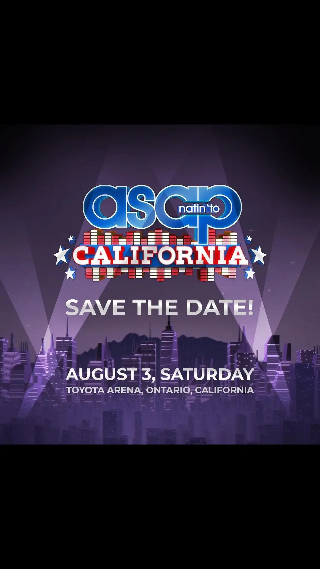 🗓️📍SAVE THE DATE KAPAMILYA, dahil there's only ONE ULTIMATE PARTY IN NORTH AMERICA that you cannot miss! 🎤🎉🇺🇸 Mark your calendars on August 3, at Toyota Arena in Ontario, California! Stay tuned for ticket details. Visit mytfc.com/ASAPinCalifornia for updates!  #ASAPinCalifornia #ASAPNatinTo #ASAPinCali #ASAPparty #FilipinoConcert #Events2024 #filipino 