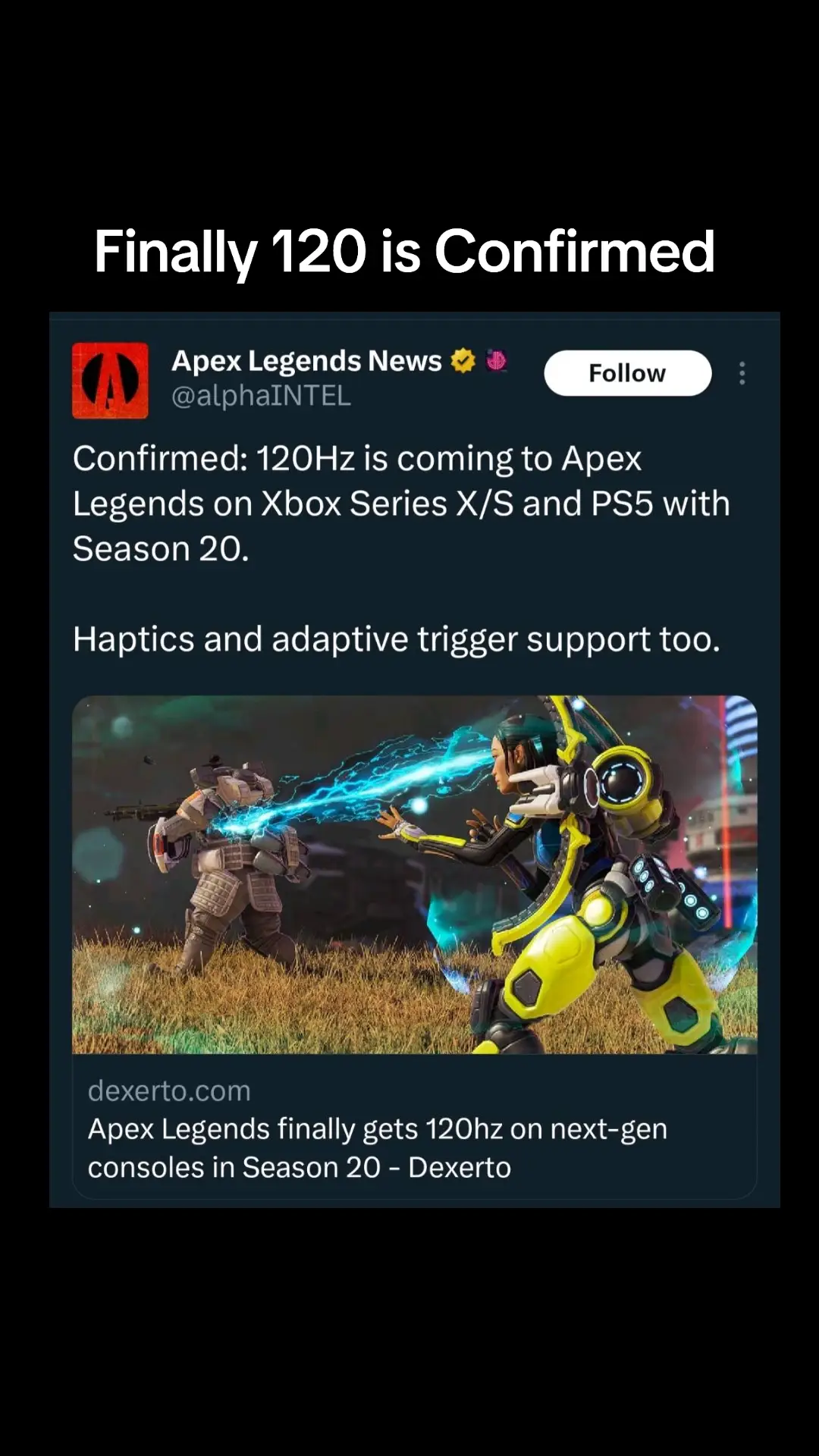 120 fps for console has been confirmed 🗣🗣🗣🙏🙏🙏 #apex #apexlegends #120fps #season20 