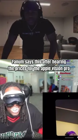 Nah fanum got me cryinn after hearing the price for the apple vision pro 😭 #kaicenat #fanum #fyp 