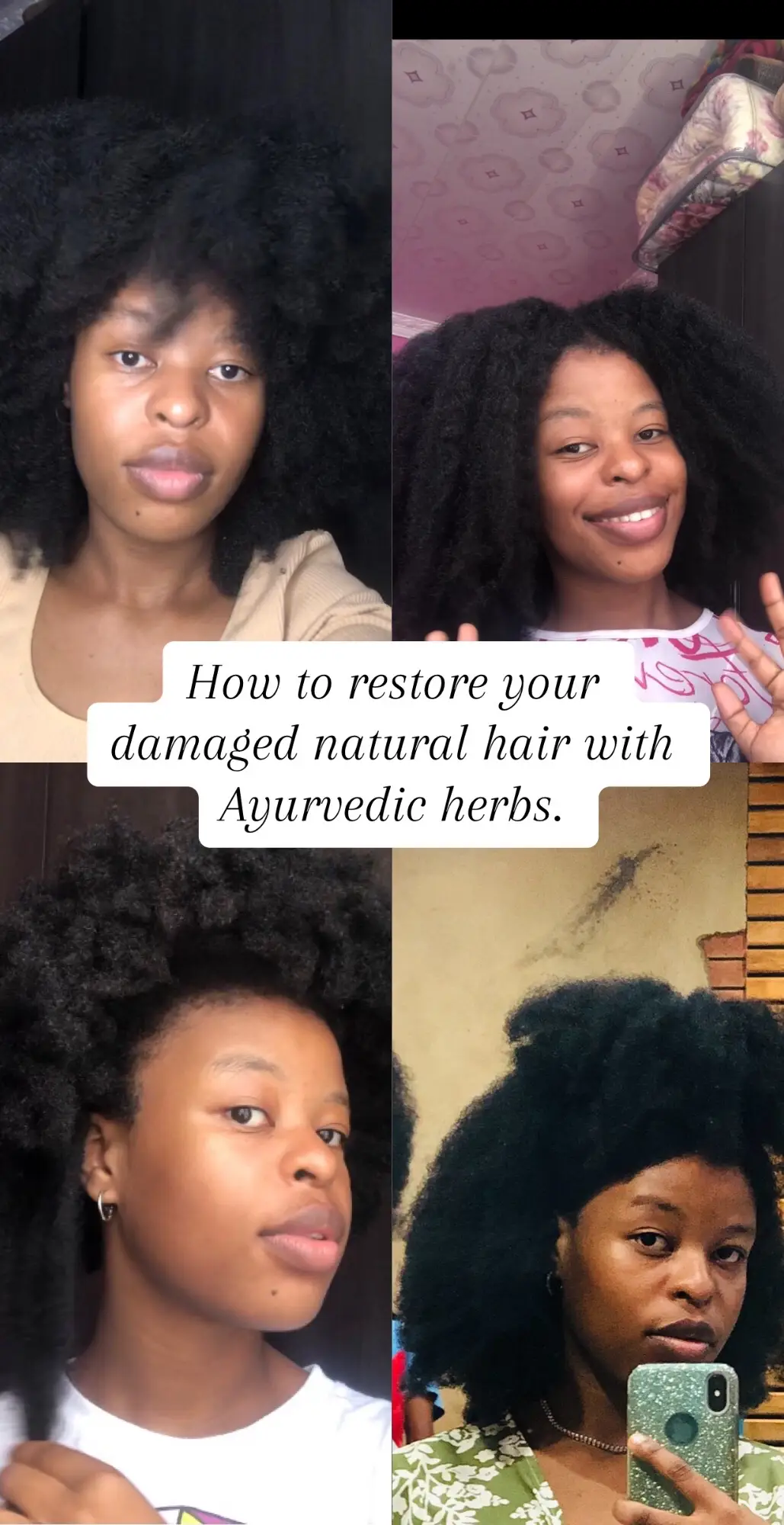 I made my own DIY herbal deep conditioner twice after having hygral fatigue/moisture overload and my hair started to heal tremendously. This method has worked 10 times better than regular protein treatments for me. I’m not saying protein treatments don’t work, they do to a certain extent but this method has shown me favourable results instantly and I think y’all should try it for healthy, stronger, shinier and thicker type 4 natural hair. Herbs used : love my hair- Get that growth available @Takealot_SA  #restoredamagedhair #productstorestoredamagedhair #4chairdamage #ayurvedichaircare #herbalconditioner #diyhaircare 