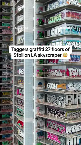 Drone footage of these luxury flats is going viral as they have been covered in graffiti. Police say more than a dozen people broke into the buildings in downtown LA - which have been abandoned for over five years. Oceanwide Plaza was supposed to be a massive mixed-use development featuring more than 500 luxury condos and a five-star hotel. #graffiti #art #downtownla #foryou #news #losangeles #la #california #abandoned #drone 