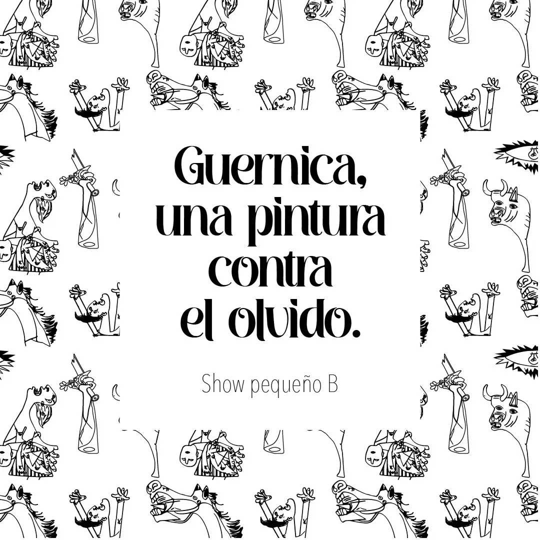 Por aquí tenéis la temática que llevará nuestro grupo de show pequeño B: Guernica, una pintura 🎨 contra el olvido 🙇🏻 Picasso pintó un alegato genérico contra la barbarie 👹y el terror 👿 que supuso la guerra, un grito 😱de denuncia, un dolor que nunca olvidaremos. 💭 En este grupo pequeño participan Sheyla, Johanna, Irene, Lucia, Paula, Misha, Irene, Paula, Marta, Sara y Bea 💁🏻‍♀️