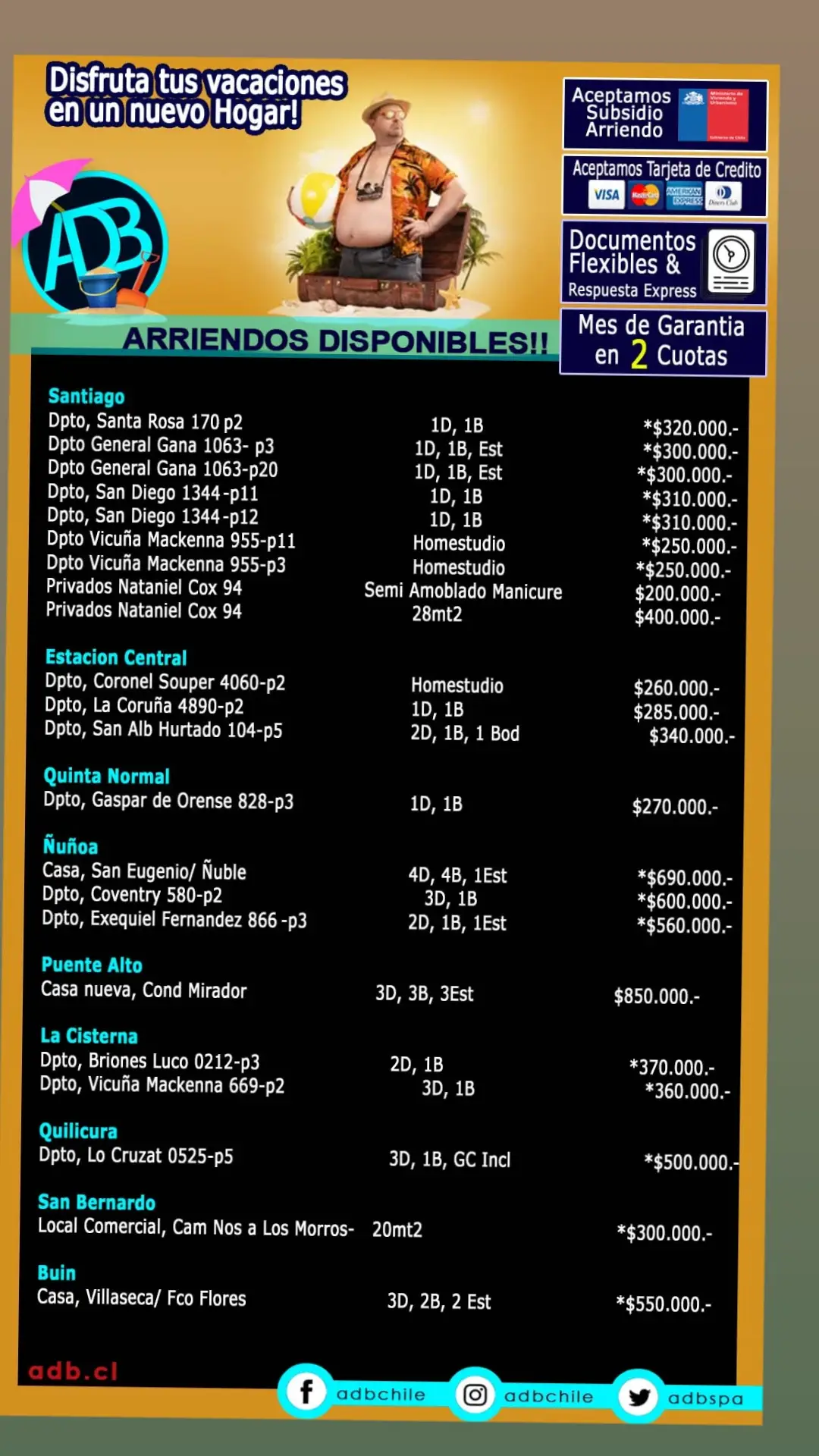 Arriendos Disponibles!!#agenteinmobiliario #corredordepropiedades #administraciondepropiedades #oportunidadinmobiliaria #arriendodepartamento #arriendodedepartamento @Stefany@adb.cl @ADB PROPIEDADES @Oswaldo_adb @Dioselina Alvarado 