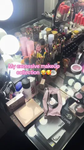 Thought i’d share before I deep clean my vanity 🫠 #makeupcollection #vanity #makeup #shoppingaddict #overconsumption #collection #fyp #maquillaje 