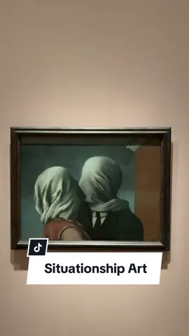Is this the original situationship? Explore the meaning behind René Magritte’s “The Lovers”, on view at MoMA. #MoMANYC #ReneMagritte #Magritte #TheLovers #Love #Lovers #ValentinesDay #ThingsToDoInNYC  — [1] René Magritte. “The Lovers.” Paris 1928. Gift of Richard S. Zeisler. © 2024 C. Herscovici, Brussels / Artists Rights Society (ARS), New York. [2] George Cserna. “René Magritte (right) at the opening of the exhibition 
