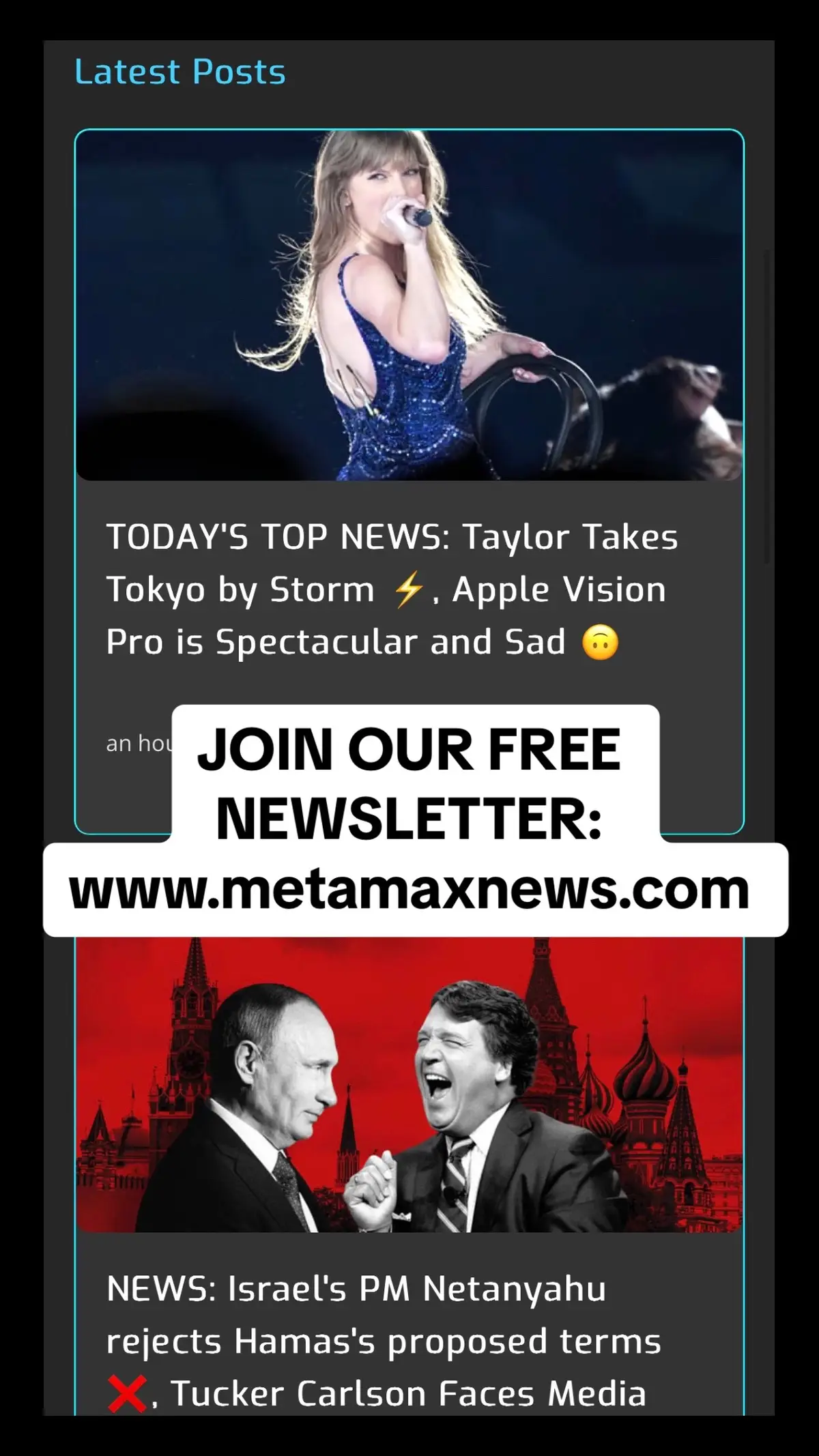 JOIN OUR FREE NEWSLETTER: www.metamaxnews.com #tucker #tuckercarlson #news #taylorswift #taylor #swift #swifties #foxnews #cnn 