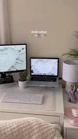 got a few things to freshen up my desk area and make it feel a bit more cozy 💻🪴🤍 still a work in progress but i’m good with where we’re at for now ☺️ the DRAWERS on the other hand??… stay tuned for pt 2 🥲 #desksetup #deskrefresh #cleaningasmr #smalldesk #ikeadesk