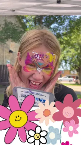 Would you consider this Face Painting a Valentine’s Day design? Maybe if we added some hearts coming out of her hands instead of the butterflies? #facepaint #facepainting #ValentinesDay #facepainter #valentines  #valentinesmakeup #butterflies 