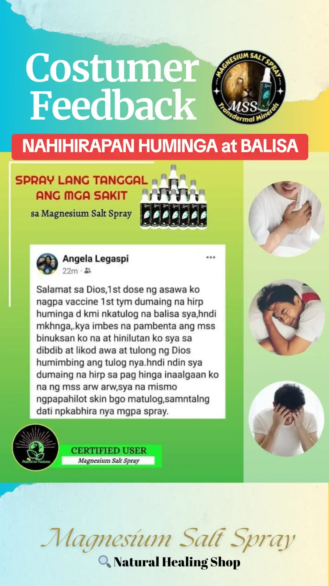 Ang Magnesium ay kailangan para sa lahat ng mga function ng katawan. Kailangan natin ng magnesium para sa pag-activate ng enzyme, paggawa ng enerhiya, pag-andar ng cell membrane, suporta sa istruktura, pag-urong ng kalamnan, pagkontrol sa presyon ng dugo at marami pang iba. Paano gamitin ang MSS  Sprayhan ang mga sumusunod: -Kahabaan ng Spinal mula batok hanggang puwetan -kilikili -talampakan -pusod -at apektadong parte na may problema #MSS #MAGNESIUMsaltSPRAY #NATURALnaPANLUNAS #magnesiumdeficiency #magnesiumbenefits #naturalnapanlunasadvocate #minerals #allinone #transdermalmineralsupplement #sprayatpahidlanggagalingkana #health #miraclespray #anxiety 