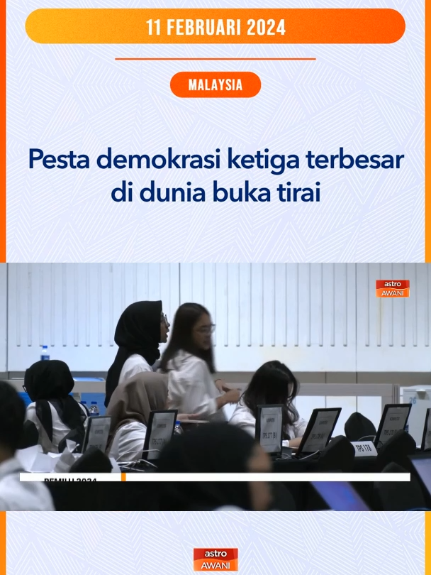 Proses undi awal bagi Pilihan Raya Umum (Pemilu) 2024, yang merupakan pesta demokrasi ketiga terbesar di dunia berlangsung di Malaysia hari ini, dengan pengundian bermula dari jam 8 pagi hingga 6 petang. #AWANInews