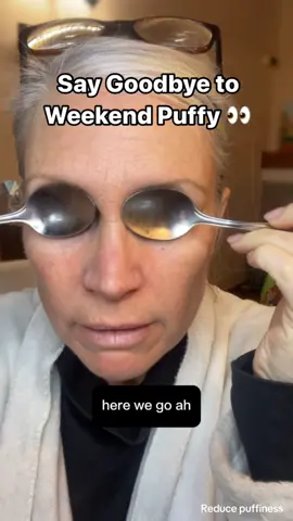 BUSY WEEKEND? Try this 🥄🥄 Using cold spoons to depuff your eyes is a great way to reduce swelling and soothe the delicate skin around the eyes.  If you’re incorporating this into your skincare routine, it’s generally advisable to apply a moisturizer or serum before using the cold spoons.   Here’s why: 1. Enhanced Absorption: Moisturizers and serums are formulated with active ingredients that provide hydration and other benefits to the skin. Applying them before using cold spoons allows these products to be absorbed more effectively. Cold temperatures can temporarily constrict blood vessels, creating a smoother surface for better product absorption. 2. Added Hydration: Cold temperatures can sometimes be drying to the skin. By applying a moisturizer or serum first, you ensure that your skin stays hydrated, preventing it from becoming overly dry or irritated during the depuffing process. 3. Increased Effectiveness: Depending on the formulation, serums may contain ingredients such as antioxidants, peptides, or anti-inflammatory compounds. These can complement the depuffing effect of the cold spoons, providing additional benefits to the under-eye area. Try this: 1. Start with a gentle cleanser to remove any impurities from the skin. 2. Choose a hydrating and nourishing moisturizer or serum suitable for the eye area. Pat it gently onto the skin. (I’m using Dramatically Dewey Serum by GoPure Beauty) 3. Place the cold spoons over your closed eyelids, moving them gently in circular motions. This helps reduce puffiness and soothes the skin. Remember to be gentle with the skin around your eyes, as it is delicate. If you have a specific eye cream, you can also apply it before using the cold spoons for targeted care. Overall, this combination will leave your eyes feeling refreshed, hydrated, and depuffed! #faceyoga #antiagingtips #reducefinelines #reducewrinkles #womenover40 #faceyogachallenge  #SelfCare #selflove #turnbacktheclockonaging #facialfitness #puffyeyes  #PuffyEyesRemedy #lymphaticdrainage 