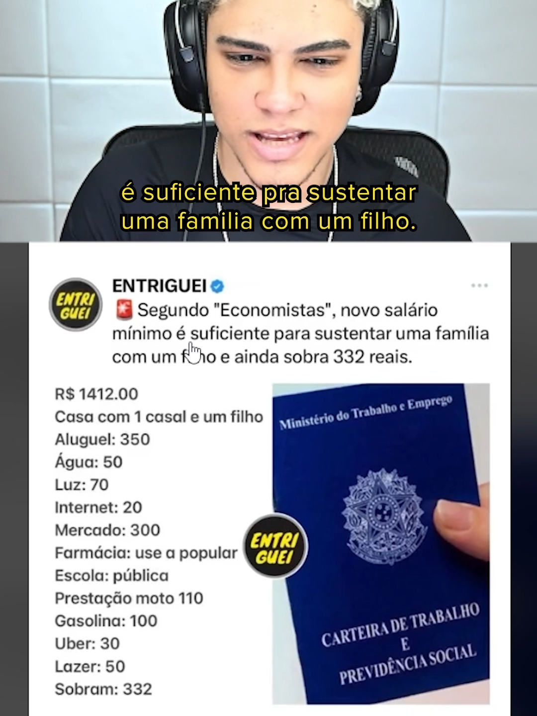 acho que dá pra viver bem sim #salariominimo #economia #salariominimo2024 #humor #react #rano #livedorano