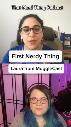 Laura from @MuggleCast was so fun! Listen to the full episode of #ThatNerdThingPodcast anywhere you listen to podcasts. #BookTok #harrypotter #jurassicpark #jurassicworlddinosaurs #dinosaurs #nerdtok 