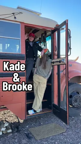 @Kade + Brooke Bandit give us a tour of their DIY skoolie build living full time on the road. You can find the full tour on YouTube! #skooliebuild #nomadliving #vanlifepride #wlwtiktok 