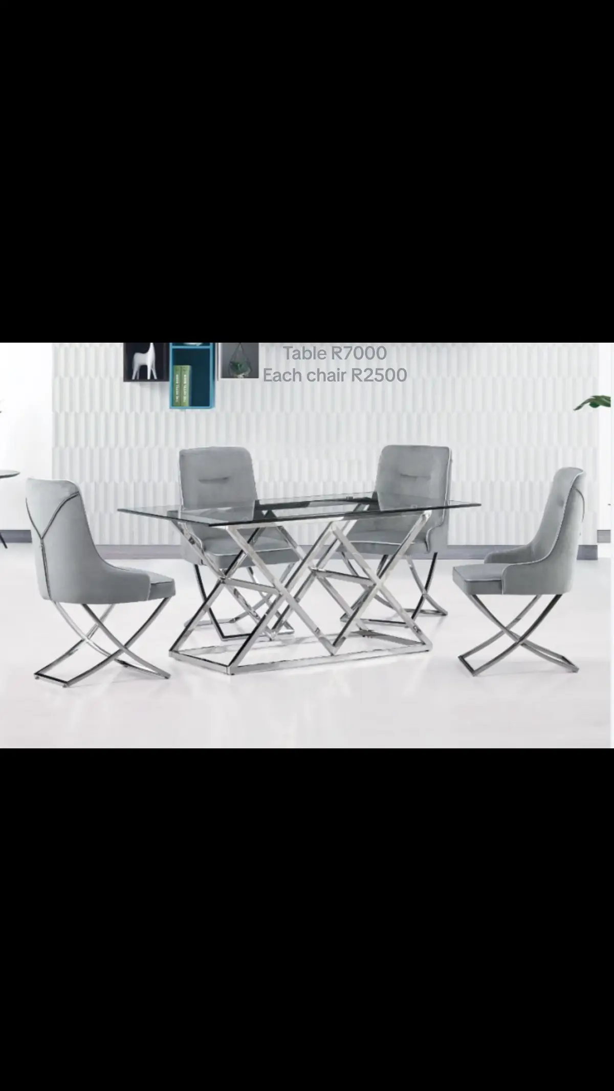 #mmcfurniture #homedecor #furniture #diningtable #diningchair #silver #glass #stainlesssteel #import #disassembled #whilestockslast #pricesaresubjecttochange 