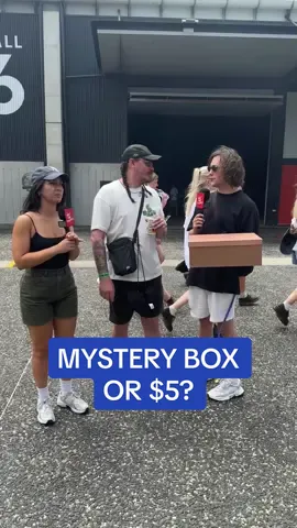 $5 🤑💰 or mystery box 📦 ✅?  #mysterybox #challenge #laneway #festivsl #triplej #mrbeast #giveaway 