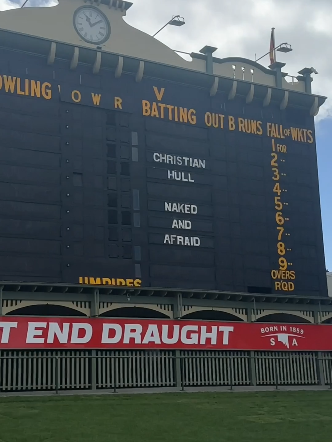 Im in Adelaide for Fringe as I have a show running all weekend and I got my name on the oldest ever scoreboard!