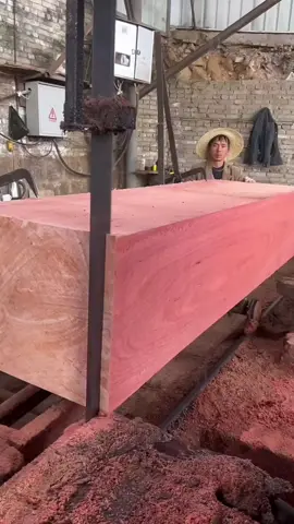Red wood slab cutting