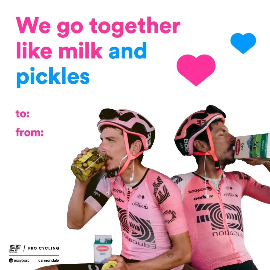 In case you needed a last-minute Valentine’s Day card 🤭 #procycling #efeducationfirst #valentinesday2024 #valentinescards #fyp