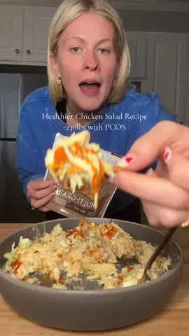 Low-calorie high-protein chicken salad recipe I ate during my -230lb weightloss journey with PCOS 🩷  #chickensalad #healthyrecipes #lowcalorie #highprotein #pcos #pcosfyp #mealprep #mealideas #insulinresistance #weightloss 