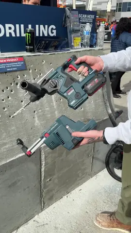 Check out this New Bosch SDS-Plus Bulldog • It has more power, lighter weight and a new user interface as well as kickback control • You can connect this dust extractor that runs off the tool battery instead of having its@own to lighten up the load Model GBH18V-28CN • @Bosch Power Tools  . . . #tools #construction #concrete #boschpartner #boschtools