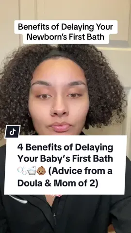 Do you prefer waiting for the newborn bath or doing it right away?  #postpartumrecovery #firsttimemom #laboranddelivery #babysfirstbath #postpartumtiktok #birth #newborn  Benefits of delaying babys first bath Vernix  When should I bathe my newborn