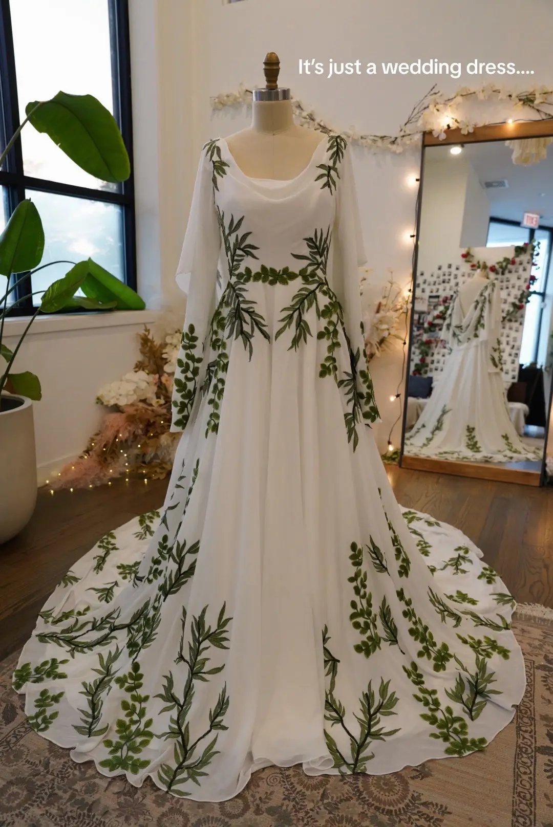 Wedding dress of our dreams 🌿 #weddingdress #forestwedding #coquette #cottagecore #bridalgown #weddingtok #fyp #foryoupage #explore 