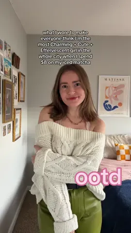on a mission to be the most Fun person in every coffee shop i walk into!! sweater is express + pants are anthro #springoutfits #springfashion #whattowear #OOTD 