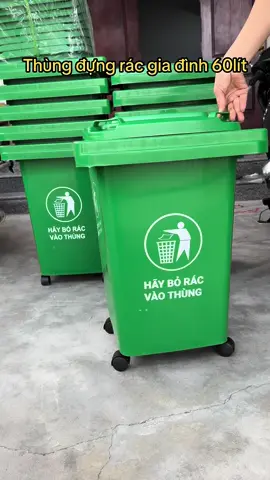 Thùng đựng rác 60l cso 4 bánh xe kèm nắp xoay 360”