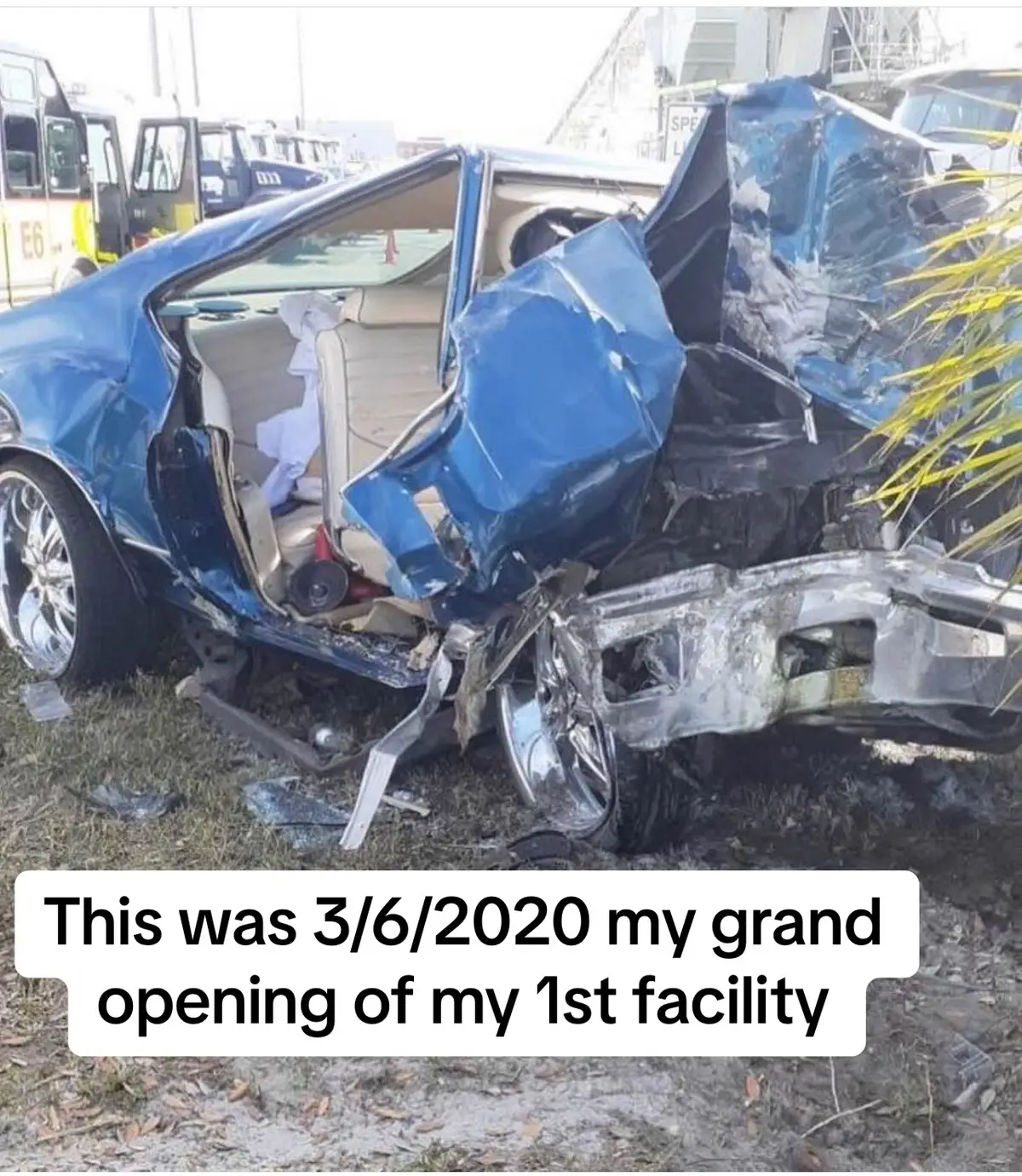 This was 3/6/2020, the grand opening of my first facility. We were also going to celebrate my niece “Shay” turning 30. My husband and brother were returning from the barber and the breaks went out in the car. The paramedics asvised me that my brother was pinned inside and my husband had broken his legs and hip. They spent days in ICU, broken femur, legs, hips, ankle, blood transfusions yet i was happy they would survive.  On top of all of this COVID hit! The hospital sent them home and advised me i needed to care for them. I had to use a bedpan for their bowel movements, inject them with blood thinner. My dream of a facility was shattered, i was distraught, confused, angry and broke.  I remember thinking God has a funny sense of humor. It’s like I was being prepared for once to come. I say all this to say, it may seem impossible right now but just keep the faith and dont give up.  We are currently working on our 6th facility!  Trust his timing 🙏🏽💕