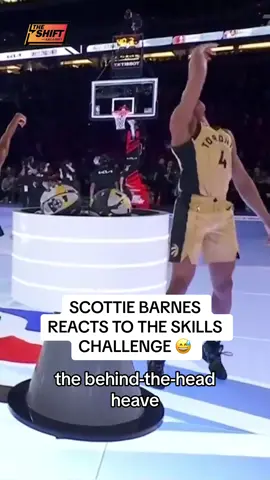 Of course we had to ask Scottie Barnes about his ball-handling blooper and the over-the-head heave from half-court in the Skills Challenge 😅 #theshiftsports #NBA #nbaallstar #scottiebarnes 